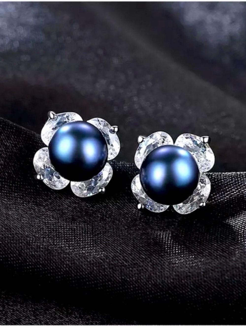 Genuine Black Pearls Platinum S925 Studs NEW